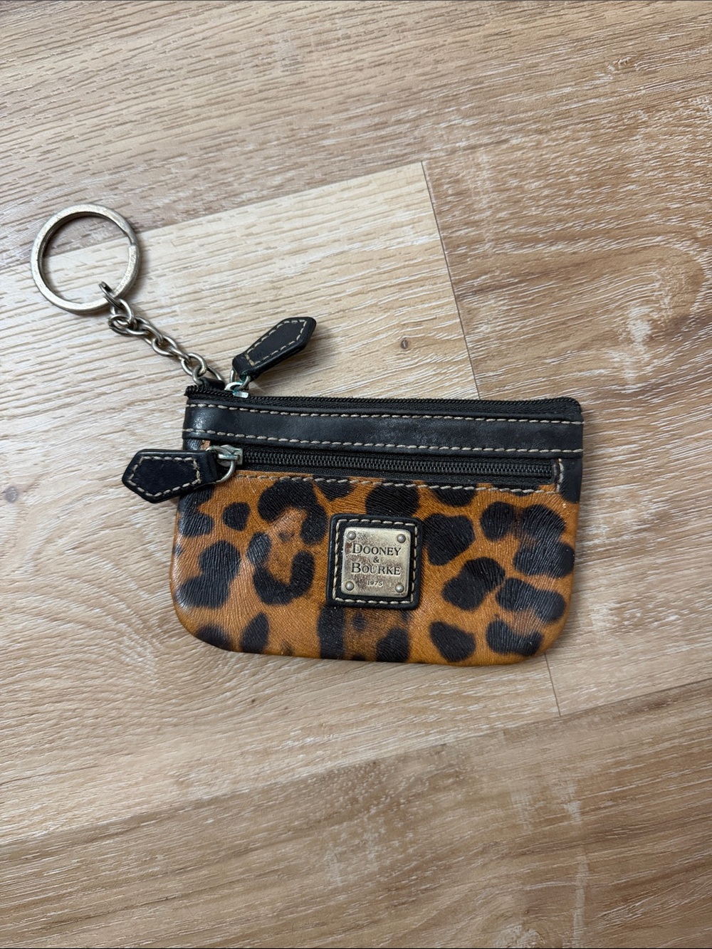 Dooney & Bourke Black and Brown Leopard Key & Card Holder